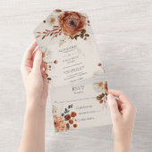 Rustieke Herfst Bloemen op Beige All In One Uitnodiging (Afscheurbaar)