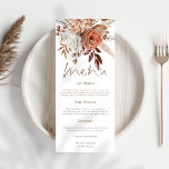 Rustieke Herfst Bloemen Pampas Grassen Fall Weddin Menu<br><div class="desc">Rustieke Herfst Bloemen Pampas Grasses Fall Wedding. Herfstkleurige bloemen grenzen aan de bovenkant,  met een elegant script voor Menu en gemakkelijk om de rest van de tekst aan uw vereisten aan te passen.</div>