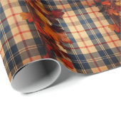 Rustieke Herfst Bloemen Plaid Gift Cadeaupapier (Rol Hoek)