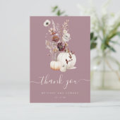 Rustieke Herfst Bloemen Pompoen bruiloft Bedankkaart (Staand voorkant)