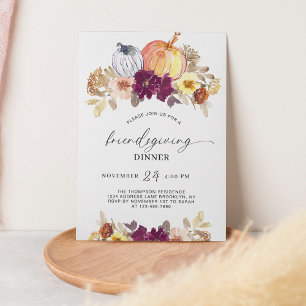 Rustieke Herfst Bloemen Pompoen Script Friendsgivi Kaart