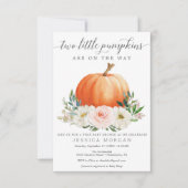 Rustieke Herfst Bloemen Pompoen Twin Baby shower Kaart (Voorkant)