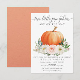 Rustieke Herfst Bloemen Pompoen Twin Baby shower Kaart