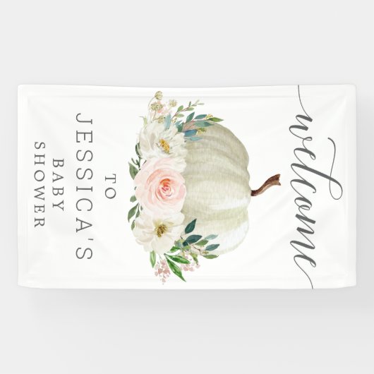 Rustieke Herfst Bloemen Pompoen Vinyl Verjaardag W Spandoek (Horizontaal)