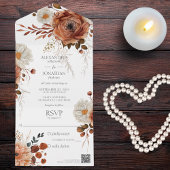 Rustieke Herfst Bloemen QR Code All In One Uitnodiging
