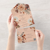 Rustieke Herfst Bloemen QR Code All In One Uitnodiging (Afscheurbaar)