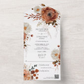 Rustieke Herfst Bloemen QR Code All In One Uitnodiging (Binnen)