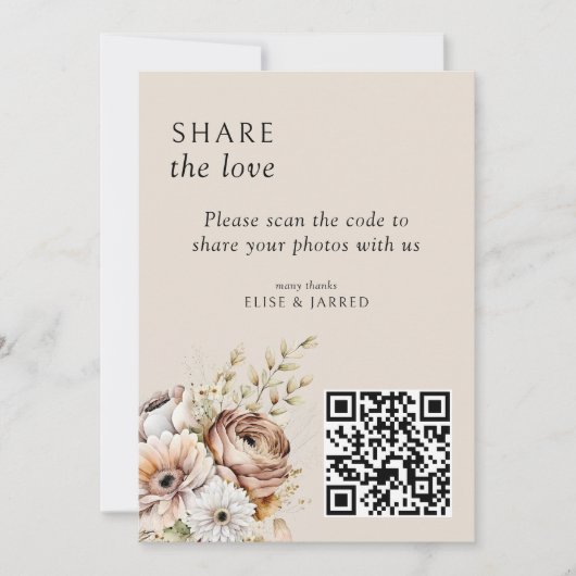 Rustieke Herfst Bloemen QR Code Foto delen Kaart (Voorkant)