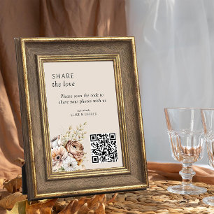 Rustieke Herfst Bloemen QR Code Foto delen Kaart