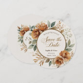 Rustieke Herfst Bloemen Ronde Save the Date Weddin (Voorkant / Achterkant)