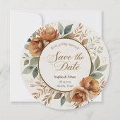 Rustieke Herfst Bloemen Ronde Save the Date Weddin (Voorkant)