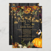 Rustieke herfst bloemen schuur hout herfst baby sh kaart (Voorkant / Achterkant)