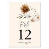 Rustieke Herfst Bloemen Tafel Nummer Kaart (Achterkant)
