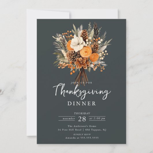 Rustieke Herfst Bloemen Thanksgiving Kaart (Voorkant)