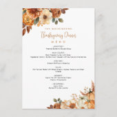 Rustieke herfst Bloemen Thanksgiving Menu (Voorkant)