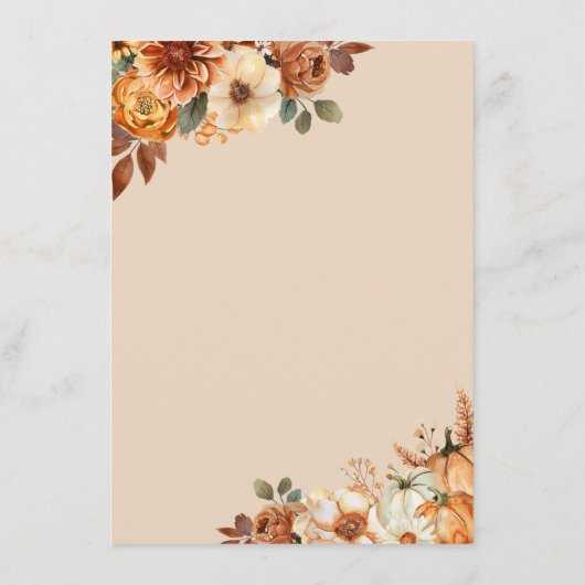 Rustieke herfst Bloemen Thanksgiving Menu (Achterkant)