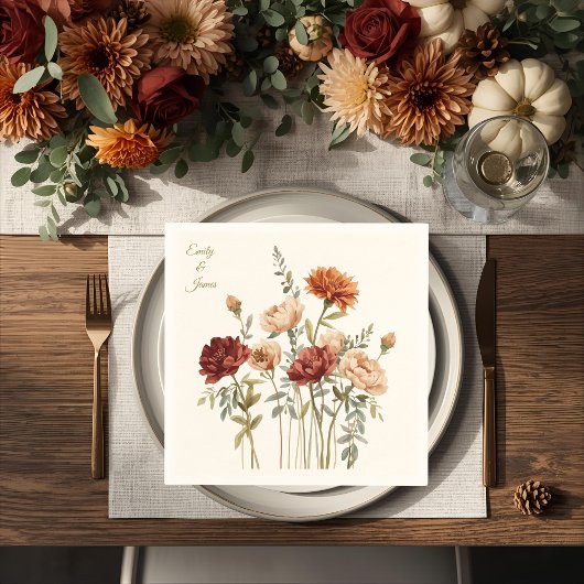 Rustieke Herfst Bloemen Trouwpapier Servetten