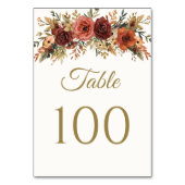 Rustieke Herfst Bloemen Trouwtafel Nummers Kaart (Achterkant)