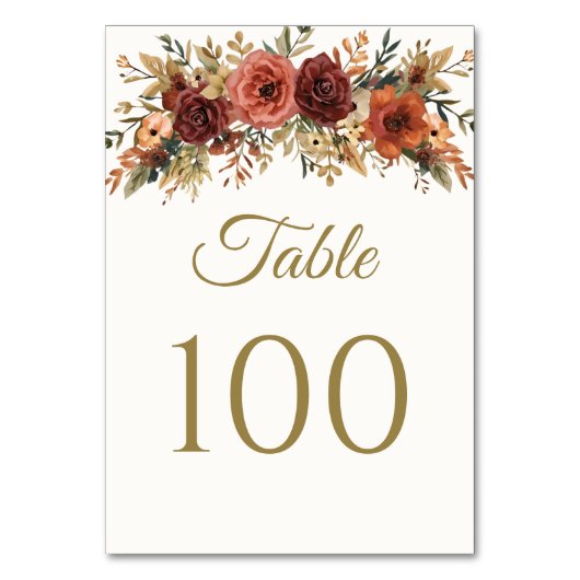 Rustieke Herfst Bloemen Trouwtafel Nummers Kaart (Achterkant)