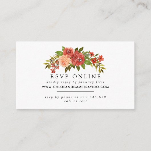 Rustieke Herfst Bloemen Trouwwebsite RSVP Informatiekaartje (Voorkant)