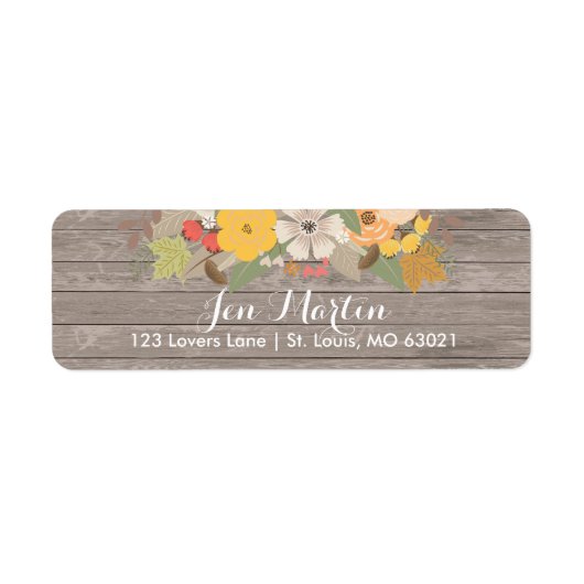 Rustieke herfst bloemen Vrijgezellenfeest Etiket (Voorkant)