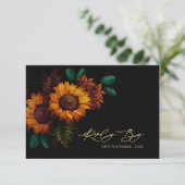 Rustieke Herfst Bloemen Zonnebloem Fall Wedding RSVP Kaartje (Staand voorkant)