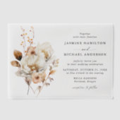 Rustieke herfst bloemenboeket bruiloft vellum uitnodigingen (Voorkant)