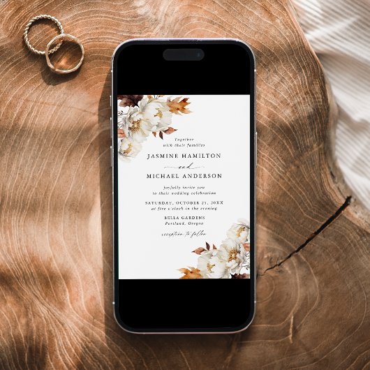 Rustieke herfst bloemenboeketten bruiloft kaart