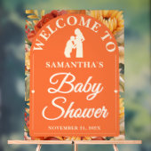 Rustieke Herfst Bloemenboog Baby shower Welkom Acryl Bord (Neutraal)