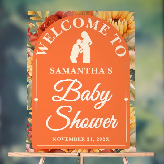 Rustieke Herfst Bloemenboog Baby shower Welkom Acryl Bord (Neutraal)