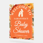 Rustieke Herfst Bloemenboog Baby shower Welkom Acryl Bord (Hoek)