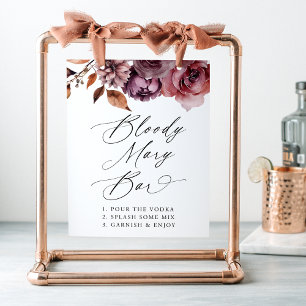 Rustieke herfst bloemenbruiloft bloedige Mary Bar Poster