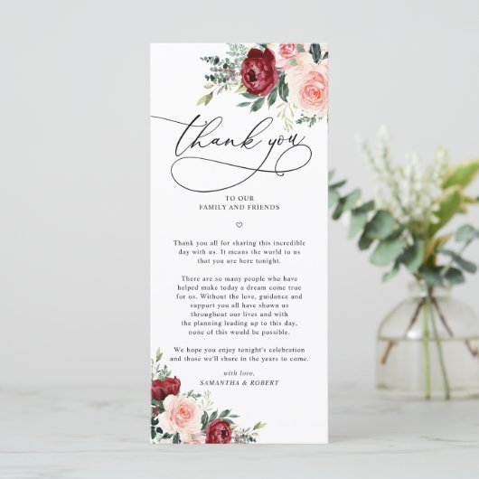 Rustieke Herfst bloemenbruiloft dank u brief Kaart (Staand voorkant)