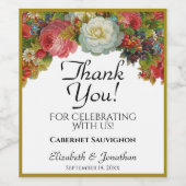  rustieke herfst bloemenbruiloft dank u wijn etiket (Enkel label)