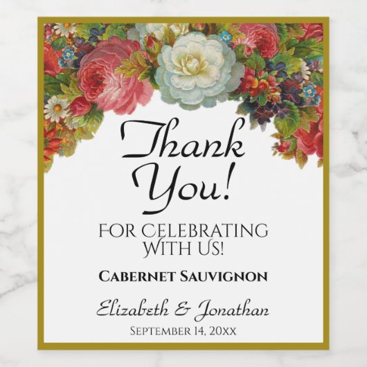 rustieke herfst bloemenbruiloft dank u wijn etiket (Enkel label)