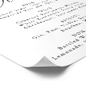 Rustieke herfst bloemenbruiloft Drink menuteken Poster (Hoek)