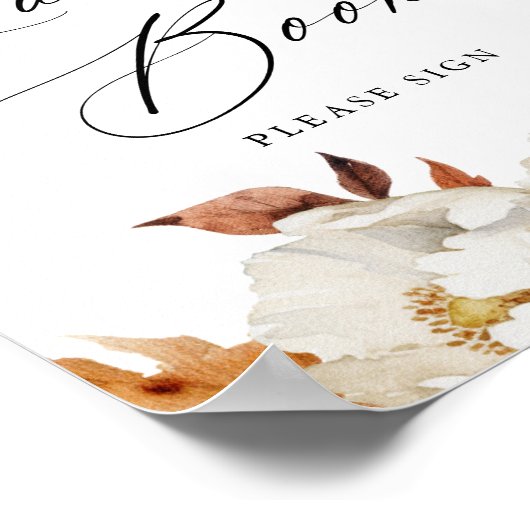 Rustieke herfst bloemenbruiloft gast boek teken poster (Hoek)