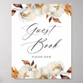 Rustieke herfst bloemenbruiloft gast boek teken poster (Voorkant)