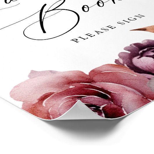 Rustieke herfst bloemenbruiloft gast boek teken poster (Hoek)