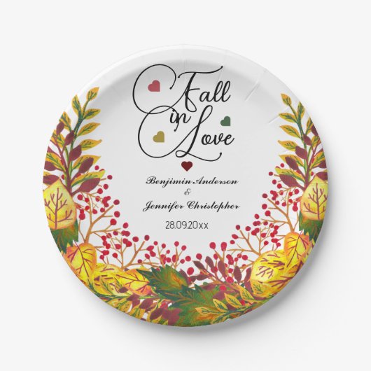 Rustieke herfst bloemenbruiloft Herfst in liefde Papieren Bordje (Voorkant)