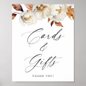 Rustieke herfst bloemenbruiloft kaarten en geschen poster (Voorkant)