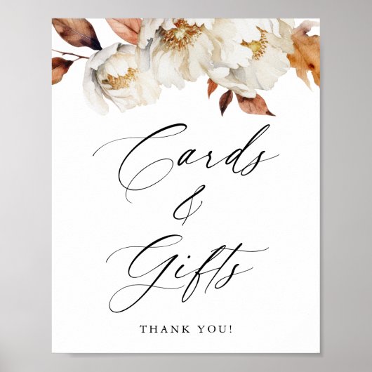 Rustieke herfst bloemenbruiloft kaarten en geschen poster (Voorkant)
