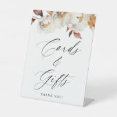 Rustieke herfst bloemenbruiloft kaarten en geschen reclamebord met voetstuk (Voorkant)