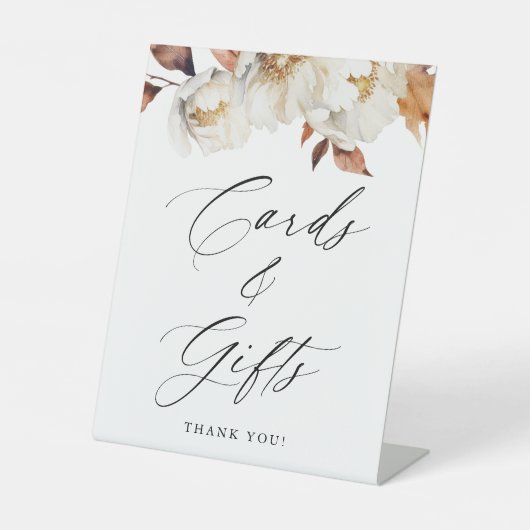 Rustieke herfst bloemenbruiloft kaarten en geschen reclamebord met voetstuk (Voorkant)