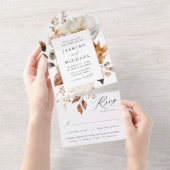 Rustieke herfst bloemenbruiloft Lijst All In One Uitnodiging (Afscheurbaar)