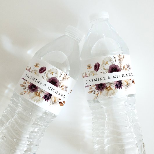 Rustieke herfst bloemenbruiloft Lijst Waterfles Etiket