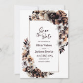 Rustieke herfst bloemenbruiloft Save the Date (Voorkant)