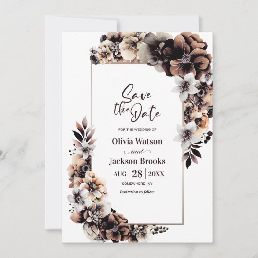 Rustieke herfst bloemenbruiloft Save the Date (Voorkant)