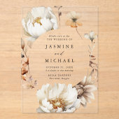 Rustieke herfst bloemencirkel Lijst bruiloft Acryl Uitnodigingen (Voorkant)