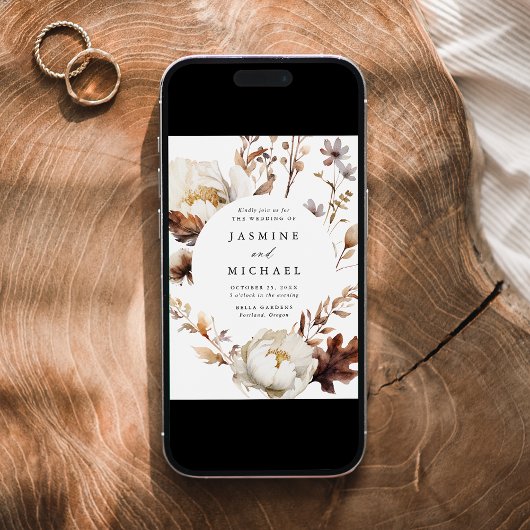 Rustieke herfst bloemencirkel Lijst bruiloft Kaart